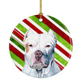 Pit Bull Candy Cane Holiday Christmas Ceramic Ornament Christmas Tree Hanging Decorations for Home Christmas Holiday, Party, Gift, 3 in, Multicolor