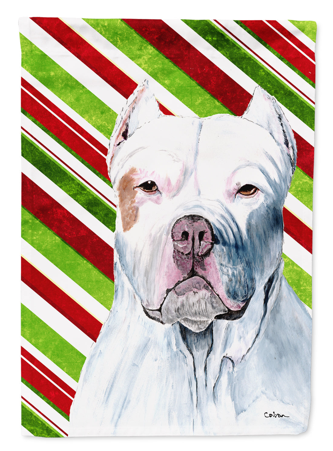 Pit Bull Candy Cane Holiday Christmas Garden Flag Mailbox Decorative Yard Banner Outside Patio Artwork for Flower Beds, Garden Size, Multicolor
