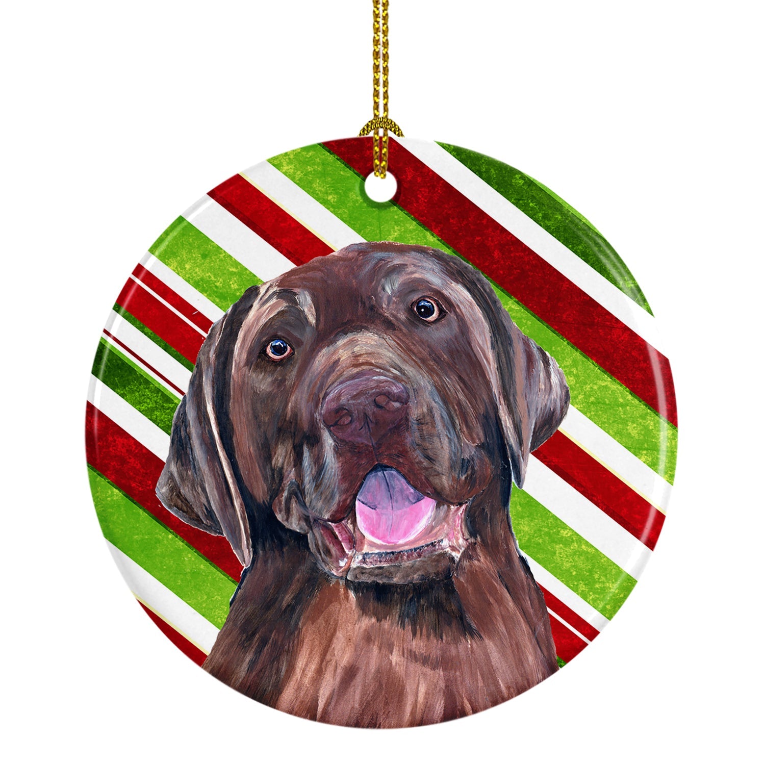 Labrador Candy Cane Holiday Christmas Ceramic Ornament Christmas Tree Hanging Decorations for Home Christmas Holiday, Party, Gift, 3 in, Multicolor