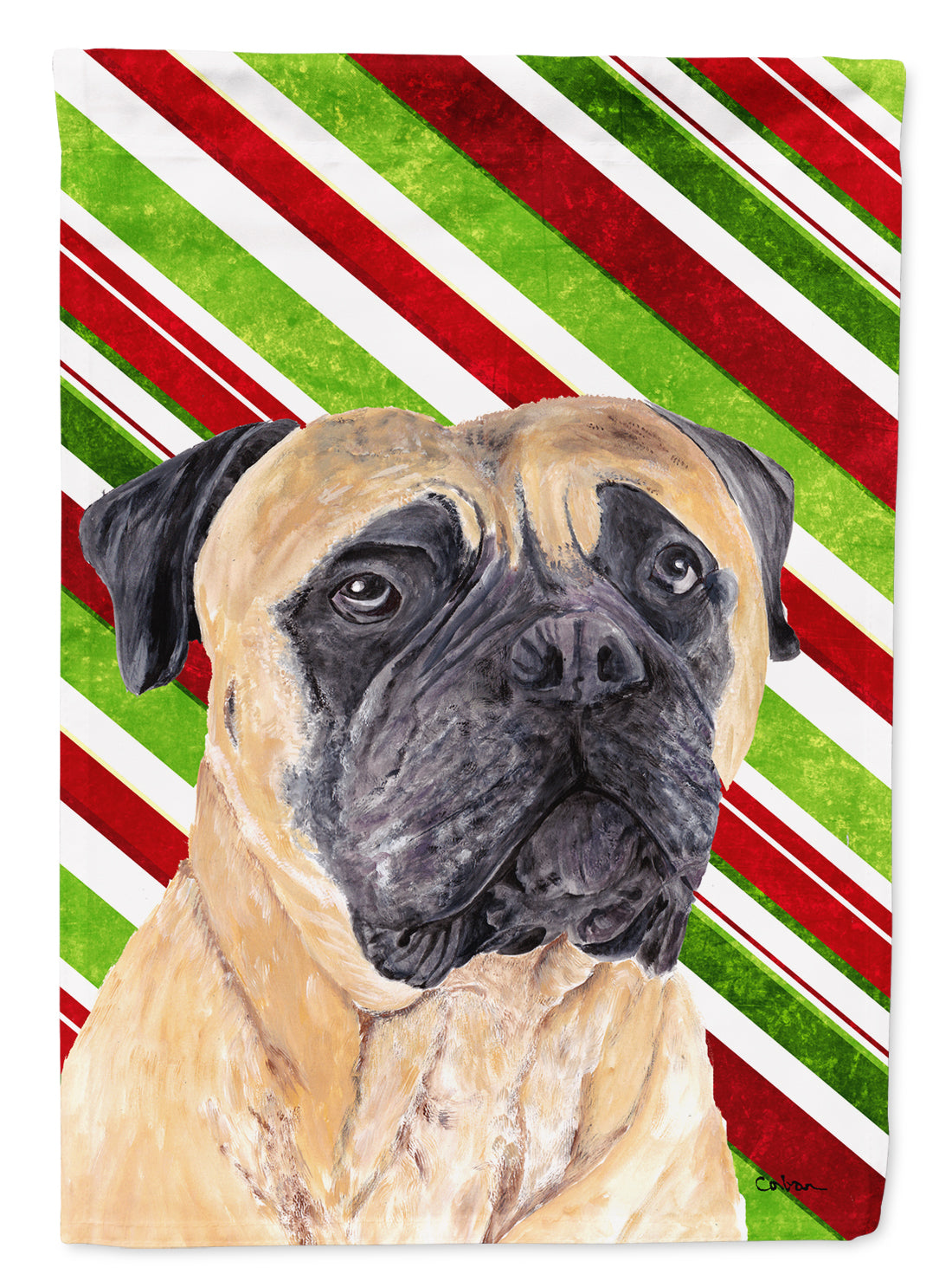 Mastiff Candy Cane Holiday Christmas Garden Flag Mailbox Decorative Yard Banner Outside Patio Artwork for Flower Beds, Garden Size, Multicolor