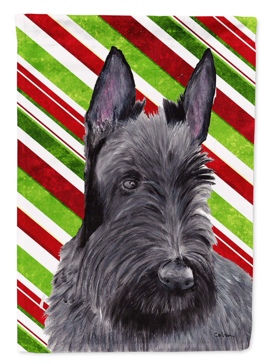 Scottish Terrier Candy Cane Holiday Christmas Garden Flag Mailbox Decorative Yard Banner Outside Patio Artwork for Flower Beds, Garden Size, Multicolor