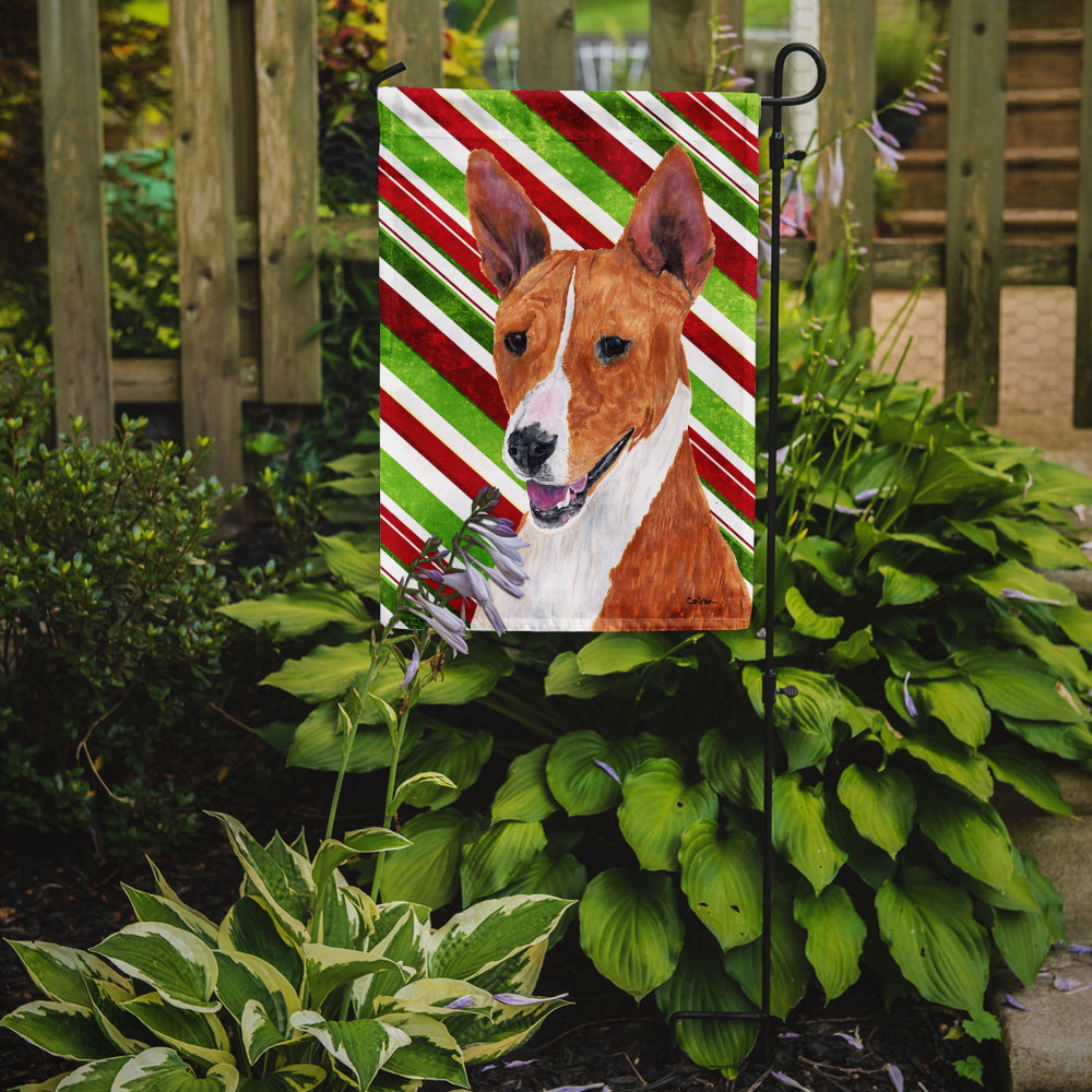 Basenji Candy Cane Holiday Christmas Garden Flag Mailbox Decorative Yard Banner Outside Patio Artwork for Flower Beds, Garden Size, Multicolor