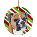 Boxer Candy Cane Holiday Christmas Ceramic Ornament Christmas Tree Hanging Decorations for Home Christmas Holiday, Party, Gift, 3 in, Multicolor
