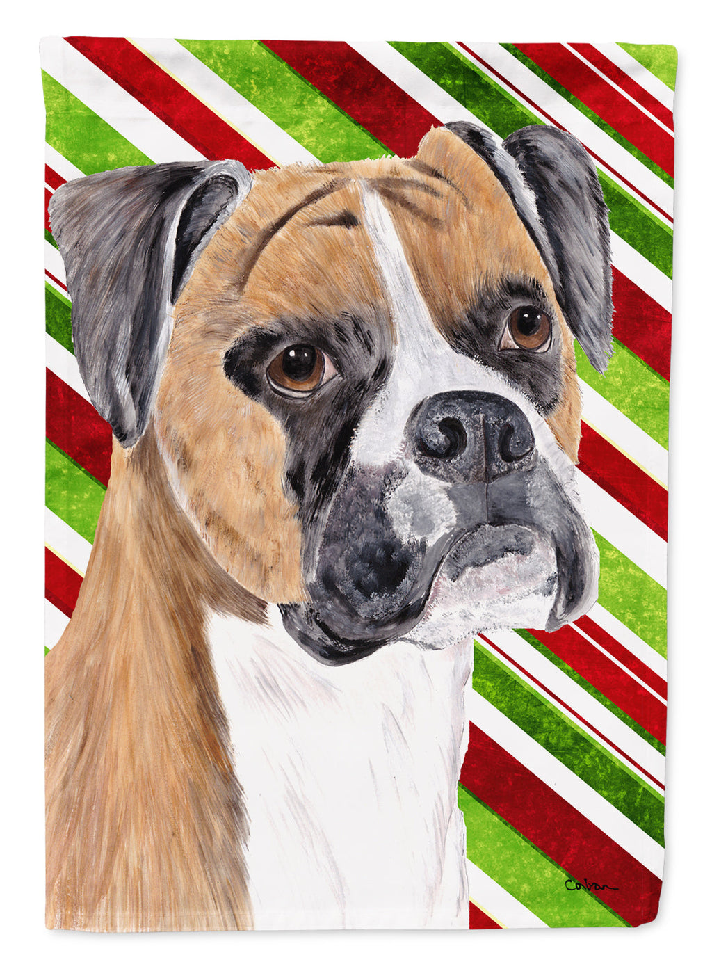 Boxer Candy Cane Holiday Christmas Garden Flag Mailbox Decorative Yard Banner Outside Patio Artwork for Flower Beds, Garden Size, Multicolor