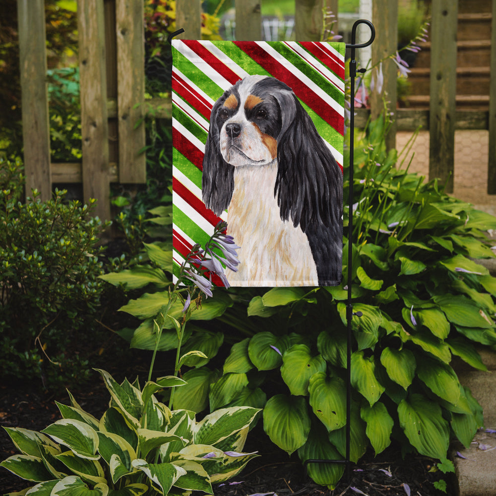 Cavalier Spaniel Candy Cane Holiday Christmas Garden Flag Mailbox Decorative Yard Banner Outside Patio Artwork for Flower Beds, Garden Size, Multicolor