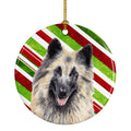 Belgian Tervuren Candy Cane Holiday Christmas Ceramic Ornament Christmas Tree Hanging Decorations for Home Christmas Holiday, Party, Gift, 3 in, Multicolor
