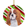 Cavalier Spaniel Candy Cane Holiday Christmas Ceramic Ornament Christmas Tree Hanging Decorations for Home Christmas Holiday, Party, Gift, 3 in, Multicolor