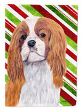 Cavalier Spaniel Candy Cane Holiday Christmas Garden Flag Mailbox Decorative Yard Banner Outside Patio Artwork for Flower Beds, Garden Size, Multicolor