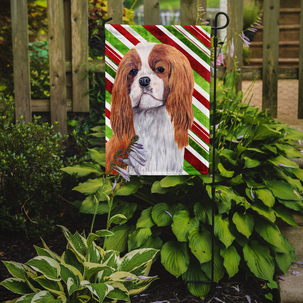 Cavalier Spaniel Candy Cane Holiday Christmas Garden Flag Mailbox Decorative Yard Banner Outside Patio Artwork for Flower Beds, Garden Size, Multicolor