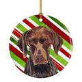 German Shorthaired Pointer Candy Cane Holiday Christmas Ceramic Ornament Christmas Tree Hanging Decorations for Home Christmas Holiday, Party, Gift, 3 in, Multicolor
