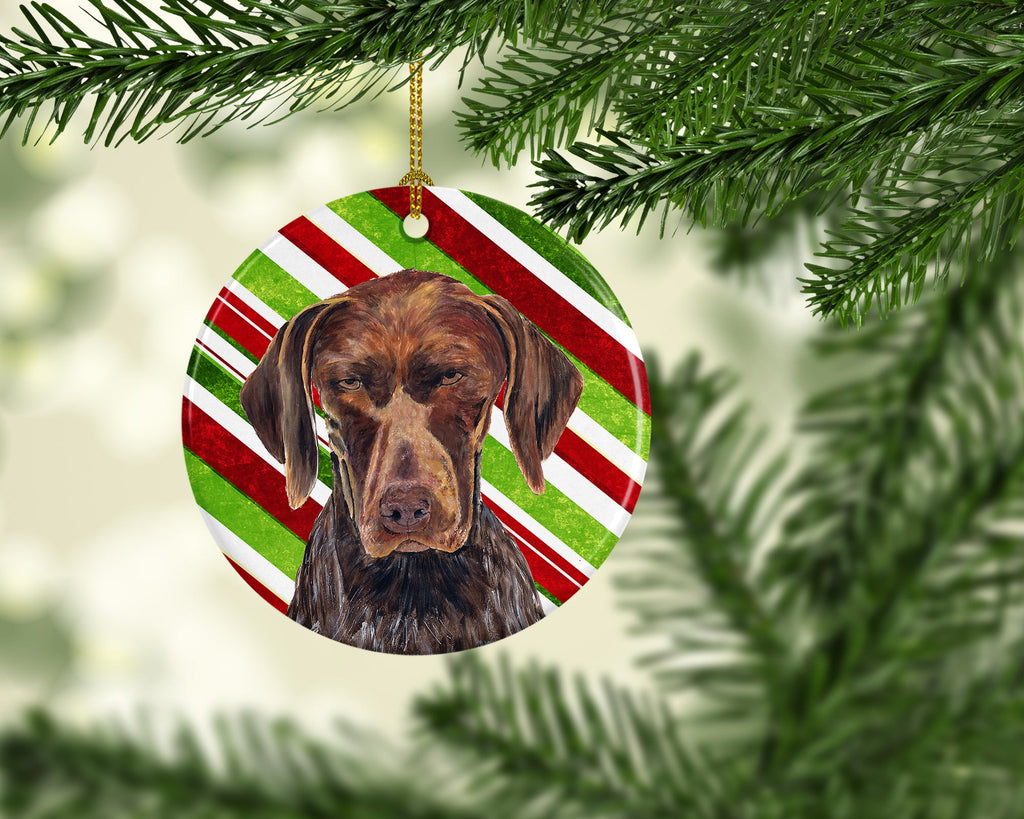 German Shorthaired Pointer Candy Cane Holiday Christmas Ceramic Ornament Christmas Tree Hanging Decorations for Home Christmas Holiday, Party, Gift, 3 in, Multicolor