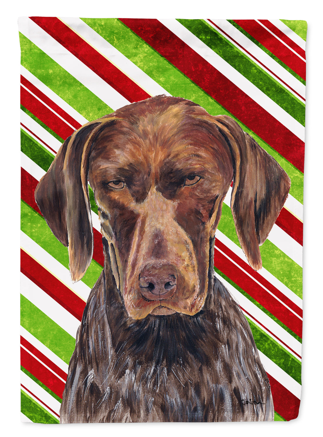 German Shorthaired Pointer Candy Cane Holiday Christmas Garden Flag Mailbox Decorative Yard Banner Outside Patio Artwork for Flower Beds, Garden Size, Multicolor