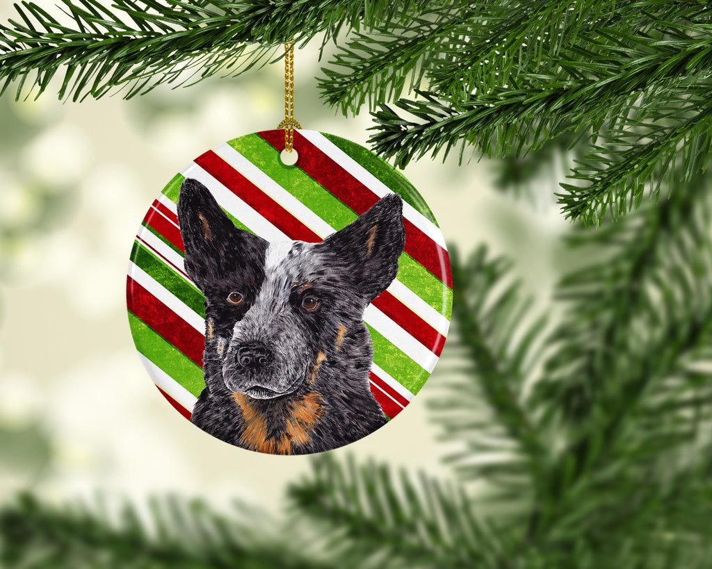 Australian Cattle Dog Candy Cane Holiday Christmas Ceramic Ornament Christmas Tree Hanging Decorations for Home Christmas Holiday, Party, Gift, 3 in, Multicolor