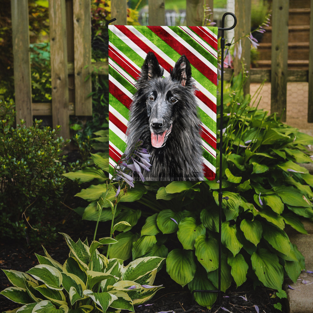 Belgian Sheepdog Candy Cane Holiday Christmas Garden Flag Mailbox Decorative Yard Banner Outside Patio Artwork for Flower Beds, Garden Size, Multicolor