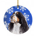 Springer Spaniel Winter Snowflakes Holiday Ceramic Ornament Christmas Tree Hanging Decorations for Home Christmas Holiday, Party, Gift, 3 in, Multicolor
