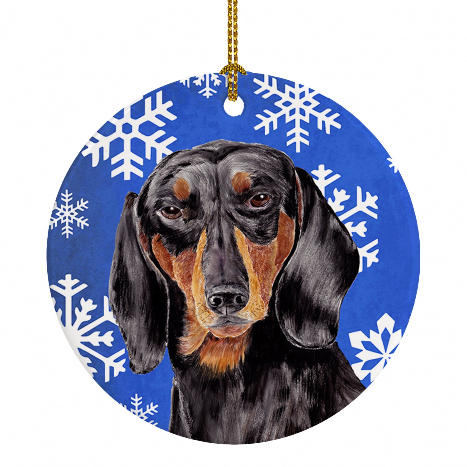 Dachshund Winter Snowflakes Holiday Ceramic Ornament Christmas Tree Hanging Decorations for Home Christmas Holiday, Party, Gift, 3 in, Multicolor