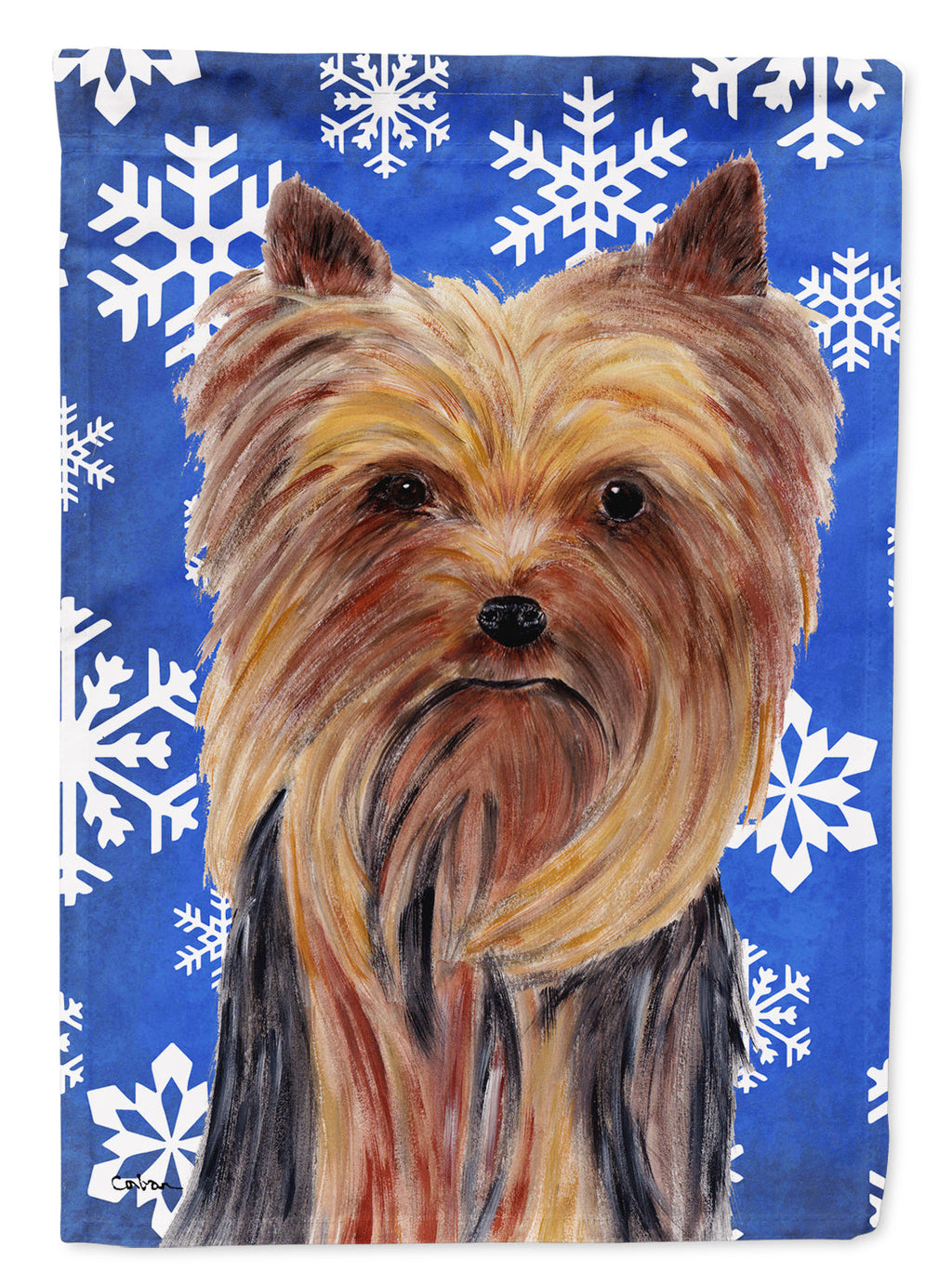 Yorkie Winter Snowflakes Holiday Garden Flag Mailbox Decorative Yard Banner Outside Patio Artwork for Flower Beds, Garden Size, Multicolor