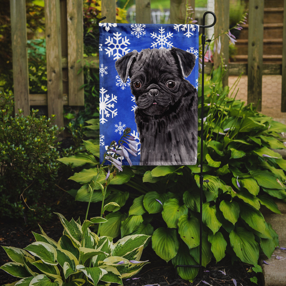 Pug Winter Snowflakes Holiday Garden Flag Mailbox Decorative Yard Banner Outside Patio Artwork for Flower Beds, Garden Size, Multicolor
