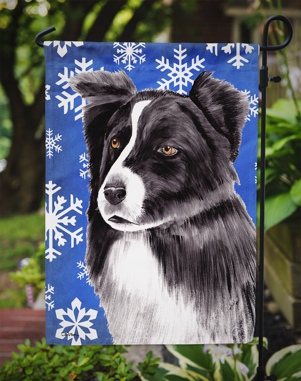 Border Collie Winter Snowflakes Holiday Garden Flag Mailbox Decorative Yard Banner Outside Patio Artwork for Flower Beds, Garden Size, Multicolor