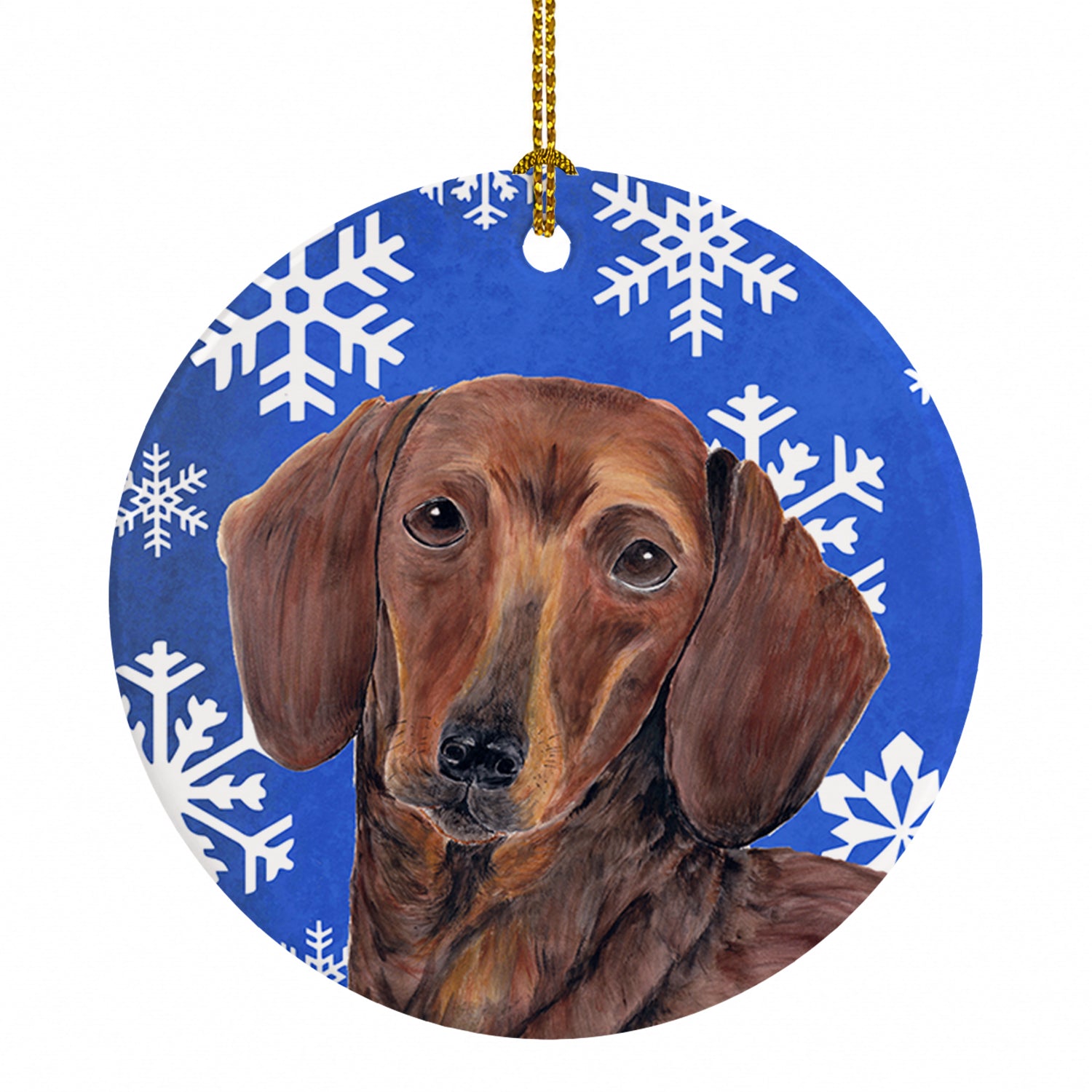 Dachshund Winter Snowflakes Holiday Ceramic Ornament Christmas Tree Hanging Decorations for Home Christmas Holiday, Party, Gift, 3 in, Multicolor