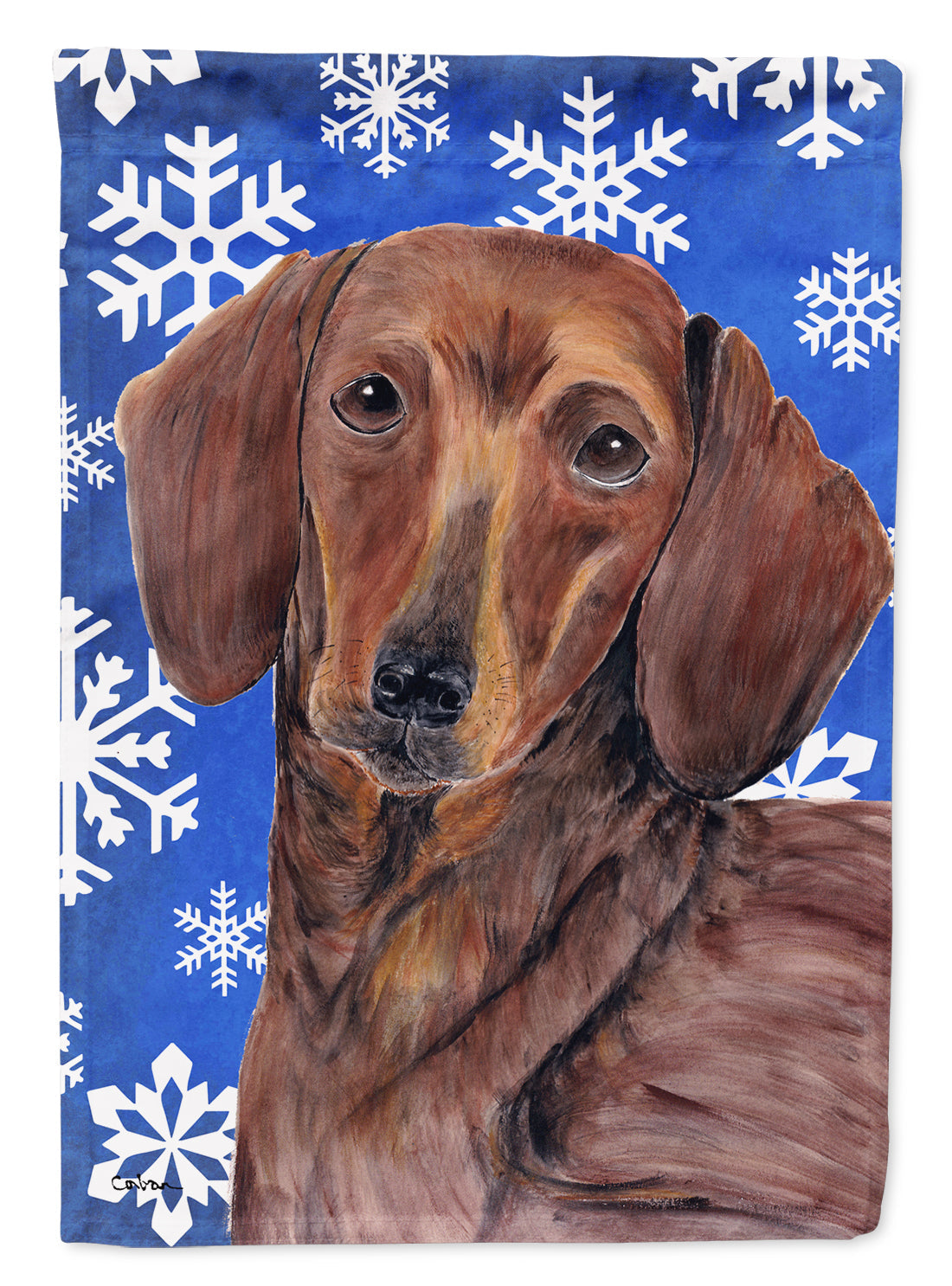Dachshund Winter Snowflakes Holiday Garden Flag Mailbox Decorative Yard Banner Outside Patio Artwork for Flower Beds, Garden Size, Multicolor