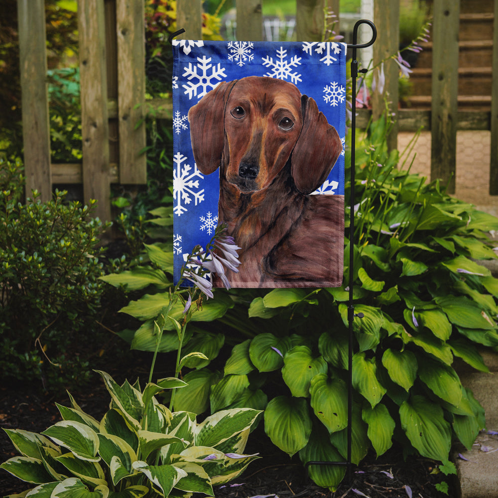 Dachshund Winter Snowflakes Holiday Garden Flag Mailbox Decorative Yard Banner Outside Patio Artwork for Flower Beds, Garden Size, Multicolor