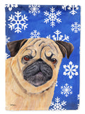 Pug Winter Snowflakes Holiday Garden Flag Mailbox Decorative Yard Banner Outside Patio Artwork for Flower Beds, Garden Size, Multicolor