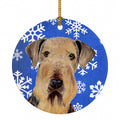 Airedale Winter Snowflakes Holiday Ceramic Ornament Christmas Tree Hanging Decorations for Home Christmas Holiday, Party, Gift, 3 in, Multicolor