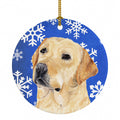 Labrador Winter Snowflakes Holiday Ceramic Ornament Christmas Tree Hanging Decorations for Home Christmas Holiday, Party, Gift, 3 in, Multicolor