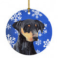 Doberman Winter Snowflakes Holiday Ceramic Ornament Christmas Tree Hanging Decorations for Home Christmas Holiday, Party, Gift, 3 in, Multicolor