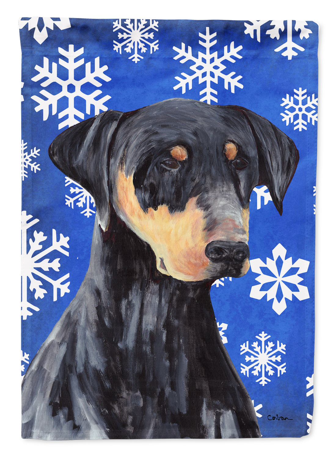 Doberman Winter Snowflakes Holiday Garden Flag Mailbox Decorative Yard Banner Outside Patio Artwork for Flower Beds, Garden Size, Multicolor
