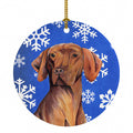 Vizsla Winter Snowflakes Holiday Ceramic Ornament Christmas Tree Hanging Decorations for Home Christmas Holiday, Party, Gift, 3 in, Multicolor