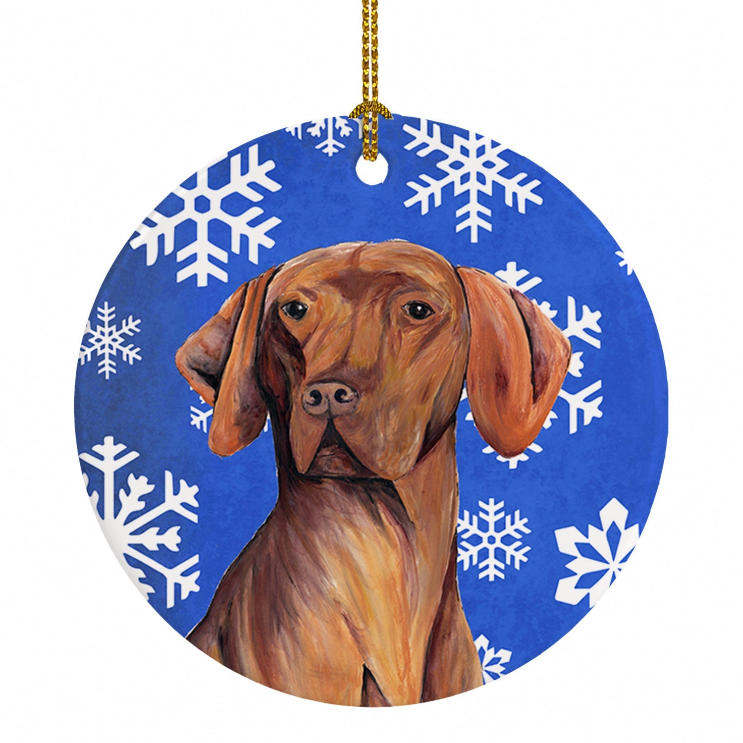 Vizsla Winter Snowflakes Holiday Ceramic Ornament Christmas Tree Hanging Decorations for Home Christmas Holiday, Party, Gift, 3 in, Multicolor