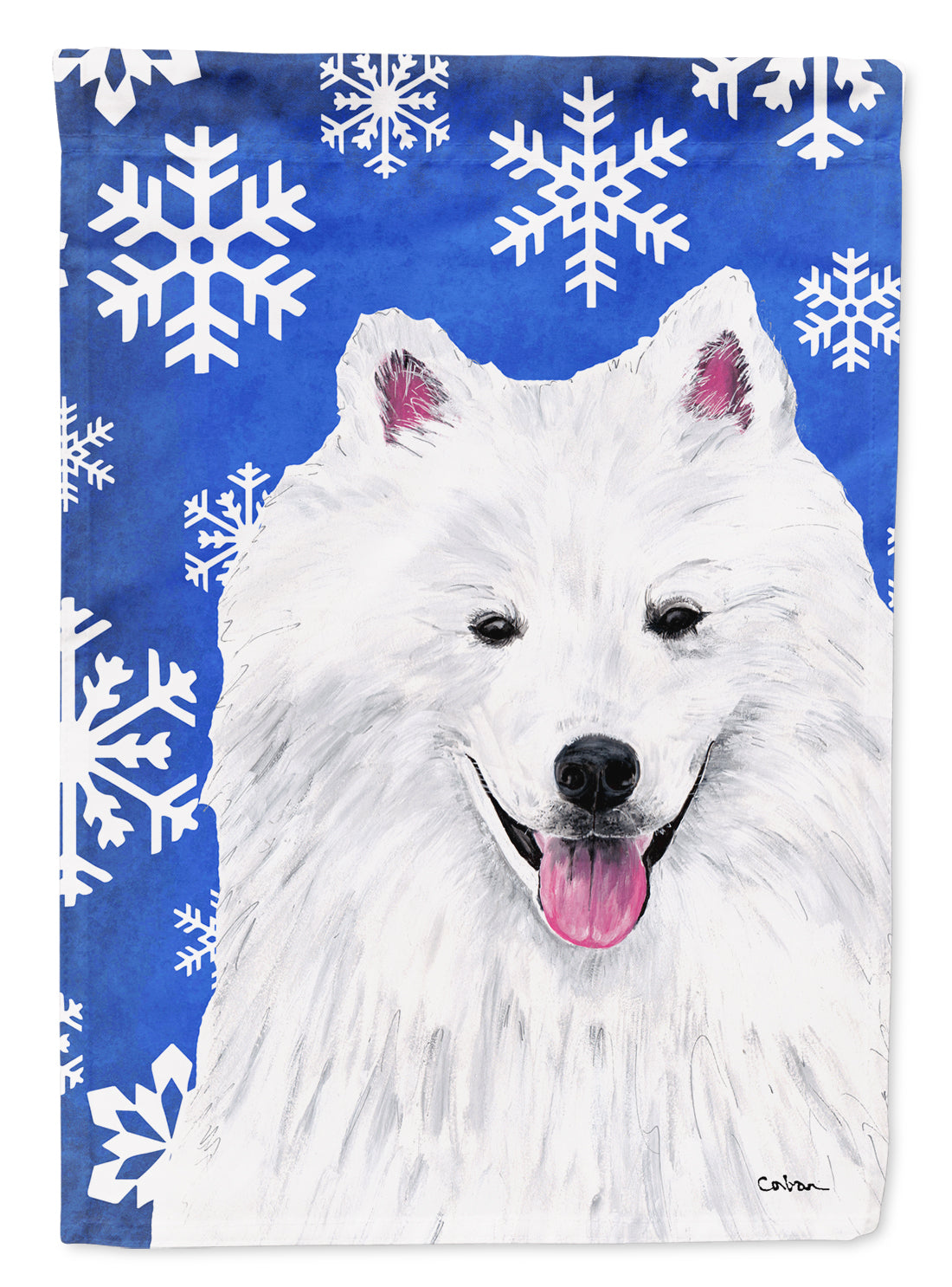 American Eskimo Winter Snowflakes Holiday Garden Flag Mailbox Decorative Yard Banner Outside Patio Artwork for Flower Beds, Garden Size, Multicolor