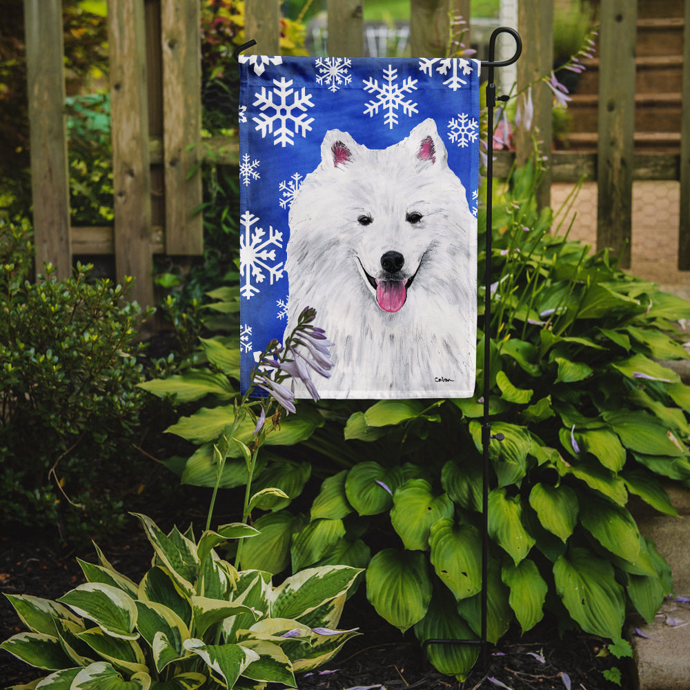 American Eskimo Winter Snowflakes Holiday Garden Flag Mailbox Decorative Yard Banner Outside Patio Artwork for Flower Beds, Garden Size, Multicolor