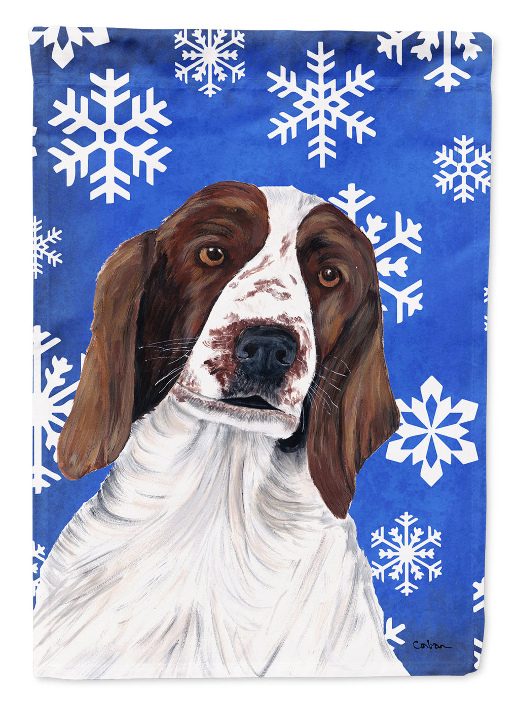 Welsh Springer Spaniel Winter Snowflakes Holiday Garden Flag Mailbox Decorative Yard Banner Outside Patio Artwork for Flower Beds, Garden Size, Multicolor