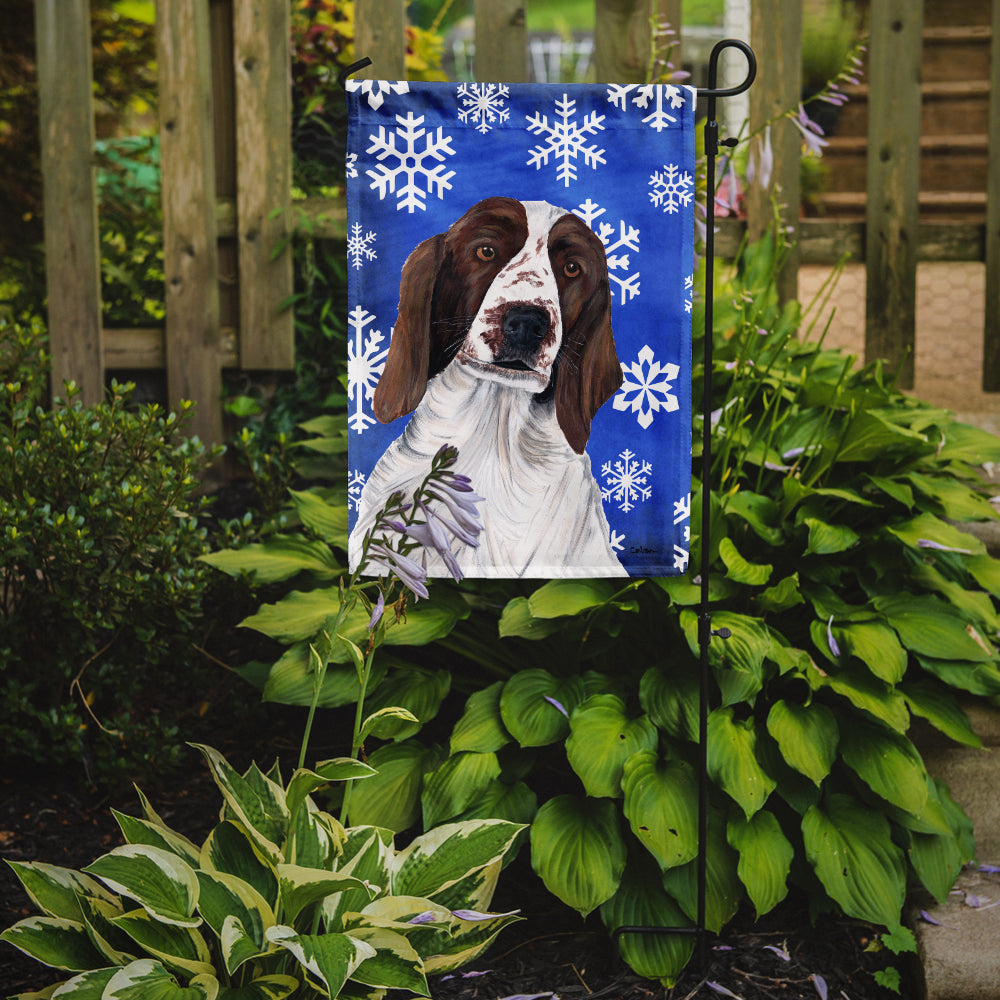 Welsh Springer Spaniel Winter Snowflakes Holiday Garden Flag Mailbox Decorative Yard Banner Outside Patio Artwork for Flower Beds, Garden Size, Multicolor