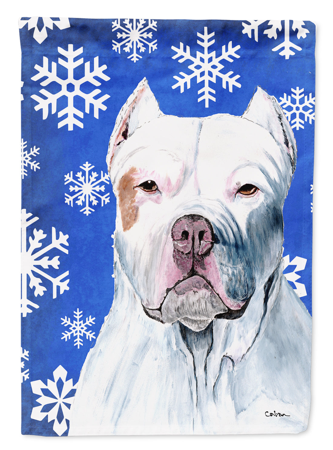 Pit Bull Winter Snowflakes Holiday Garden Flag Mailbox Decorative Yard Banner Outside Patio Artwork for Flower Beds, Garden Size, Multicolor