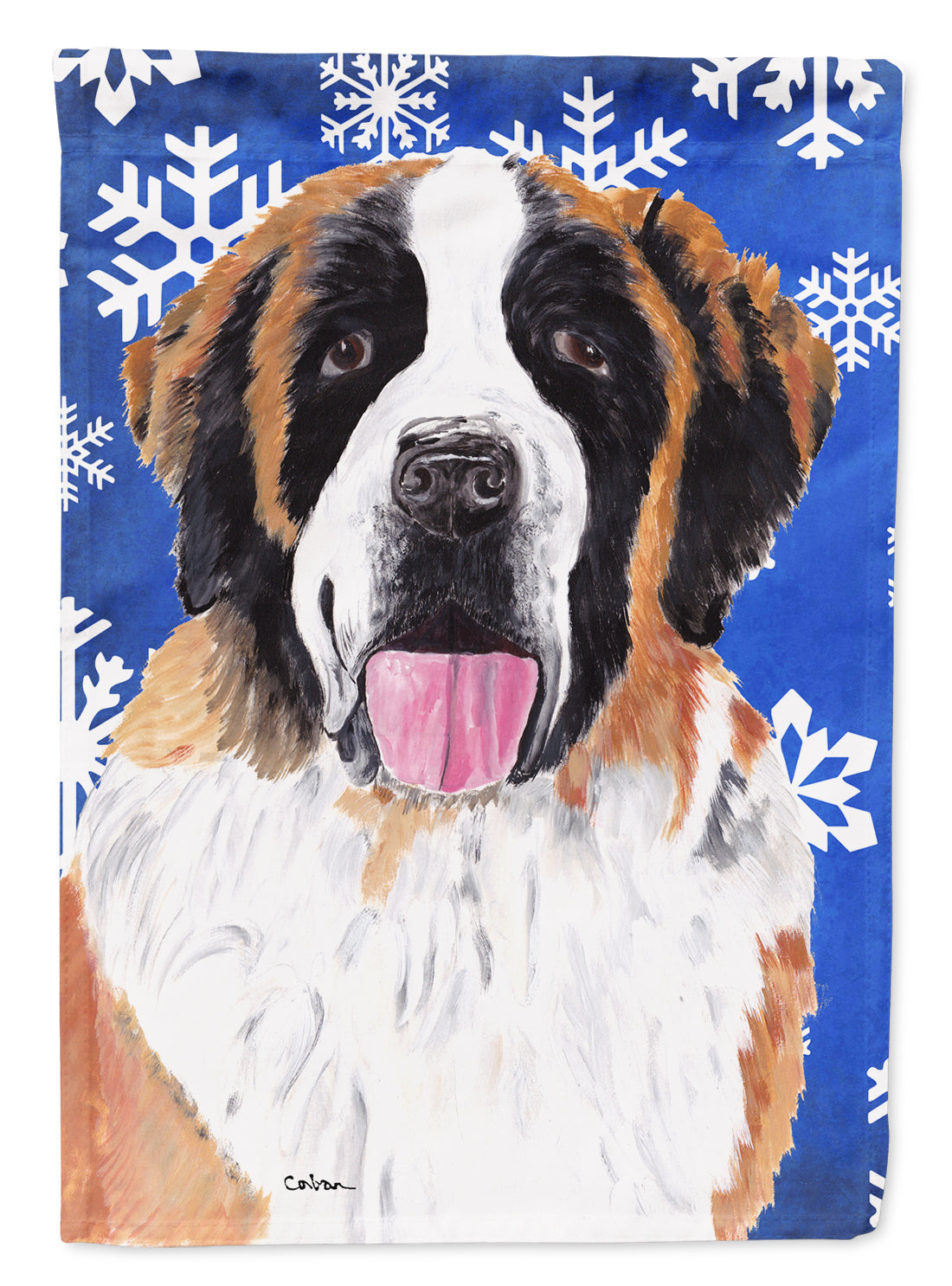 Saint Bernard Winter Snowflakes Holiday Garden Flag Mailbox Decorative Yard Banner Outside Patio Artwork for Flower Beds, Garden Size, Multicolor
