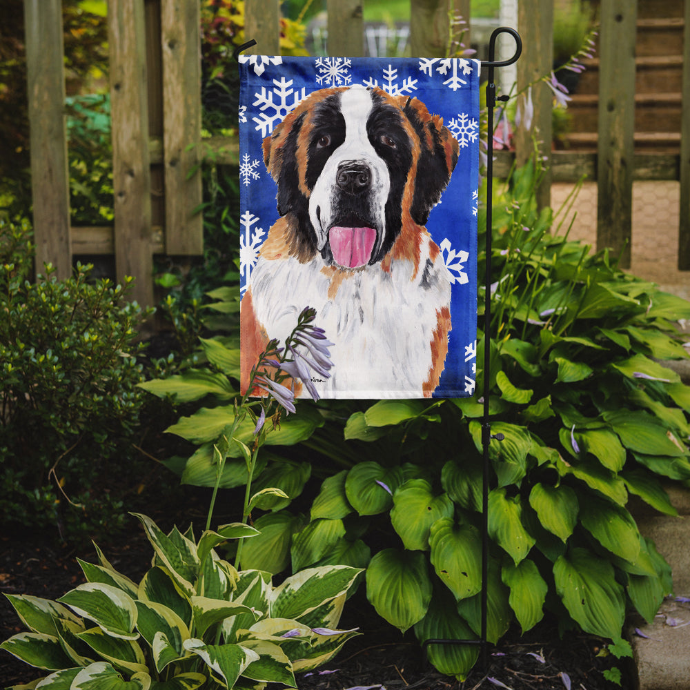 Saint Bernard Winter Snowflakes Holiday Garden Flag Mailbox Decorative Yard Banner Outside Patio Artwork for Flower Beds, Garden Size, Multicolor