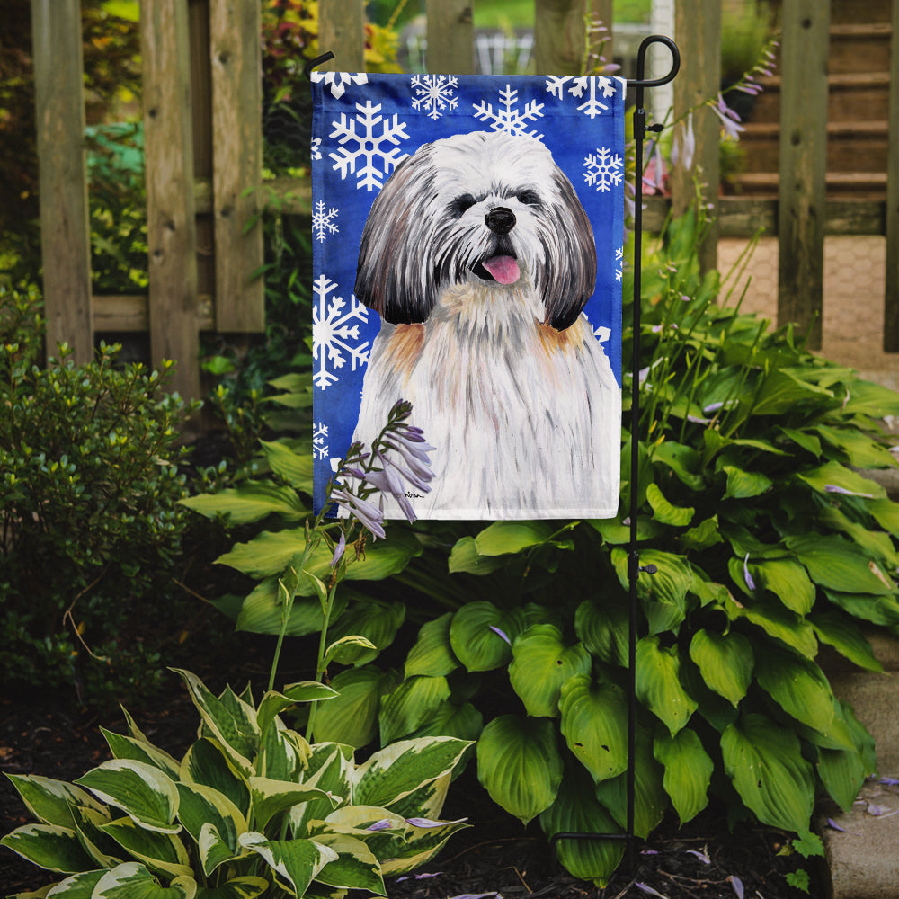 Shih Tzu Winter Snowflakes Holiday Garden Flag Mailbox Decorative Yard Banner Outside Patio Artwork for Flower Beds, Garden Size, Multicolor