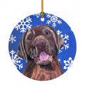 Labrador Winter Snowflakes Holiday Ceramic Ornament Christmas Tree Hanging Decorations for Home Christmas Holiday, Party, Gift, 3 in, Multicolor