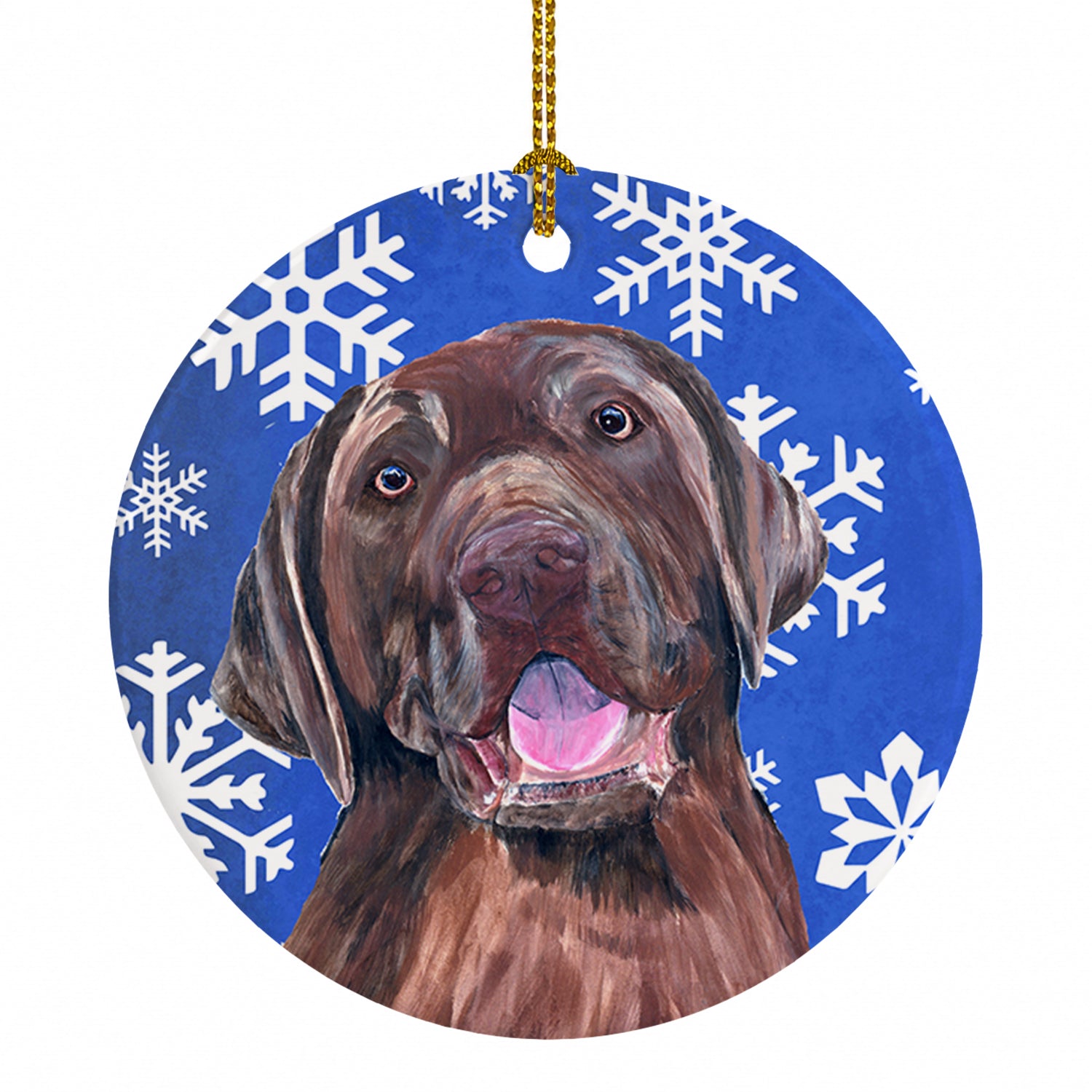 Labrador Winter Snowflakes Holiday Ceramic Ornament Christmas Tree Hanging Decorations for Home Christmas Holiday, Party, Gift, 3 in, Multicolor