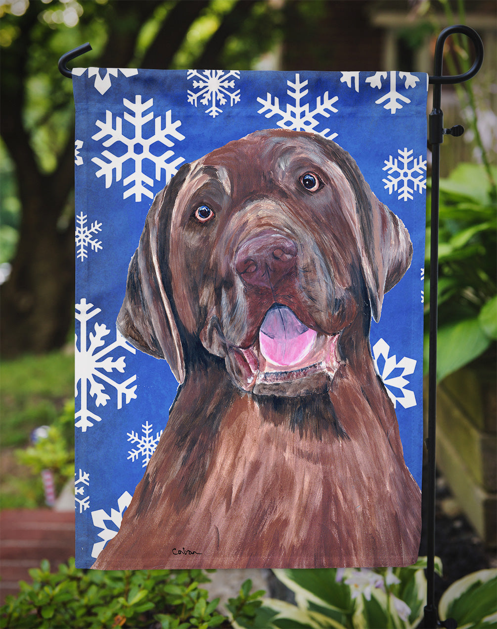 Labrador Winter Snowflakes Holiday Garden Flag Mailbox Decorative Yard Banner Outside Patio Artwork for Flower Beds, Garden Size, Multicolor