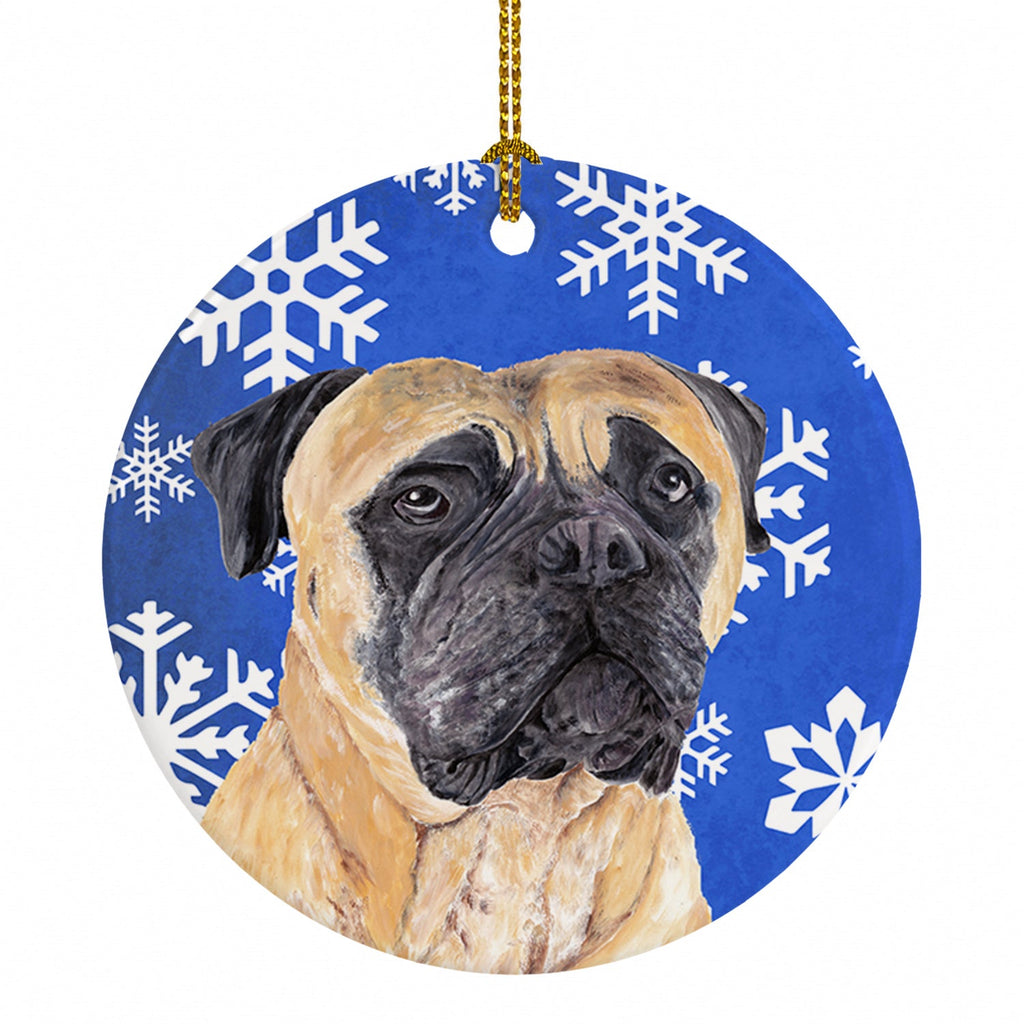 Mastiff Winter Snowflakes Holiday Ceramic Ornament Christmas Tree Hanging Decorations for Home Christmas Holiday, Party, Gift, 3 in, Multicolor