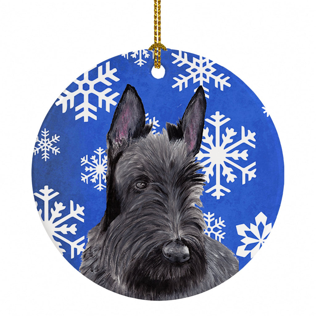 Scottish Terrier Winter Snowflakes Holiday Ceramic Ornament Christmas Tree Hanging Decorations for Home Christmas Holiday, Party, Gift, 3 in, Multicolor