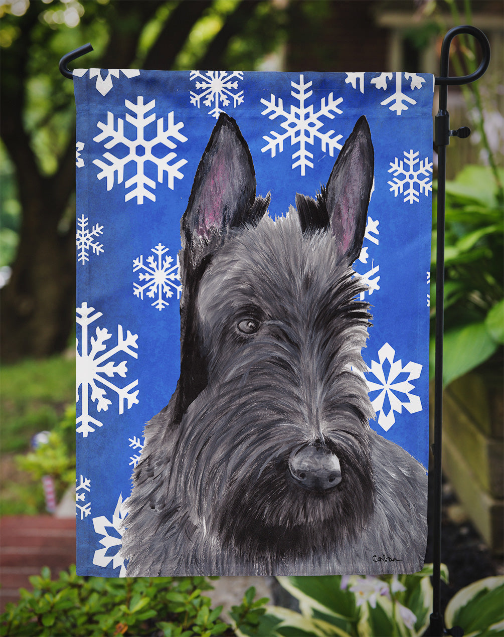 Scottish Terrier Winter Snowflakes Holiday Garden Flag Mailbox Decorative Yard Banner Outside Patio Artwork for Flower Beds, Garden Size, Multicolor