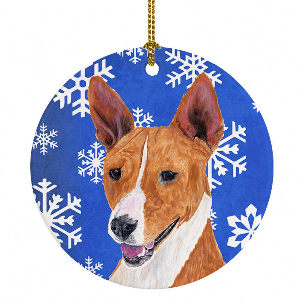Basenji Winter Snowflakes Holiday Ceramic Ornament Christmas Tree Hanging Decorations for Home Christmas Holiday, Party, Gift, 3 in, Multicolor