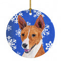 Basenji Winter Snowflakes Holiday Ceramic Ornament Christmas Tree Hanging Decorations for Home Christmas Holiday, Party, Gift, 3 in, Multicolor