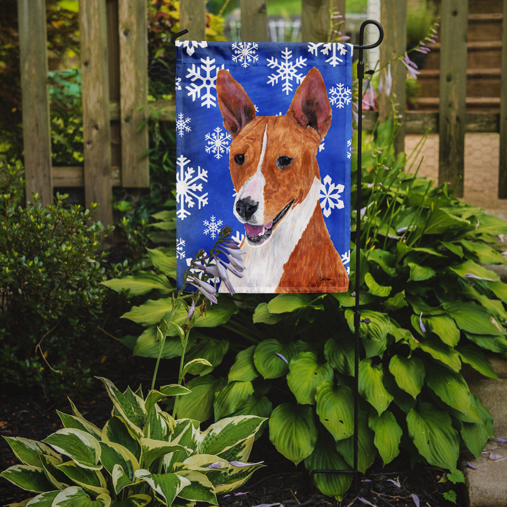 Basenji Winter Snowflakes Holiday Garden Flag Mailbox Decorative Yard Banner Outside Patio Artwork for Flower Beds, Garden Size, Multicolor